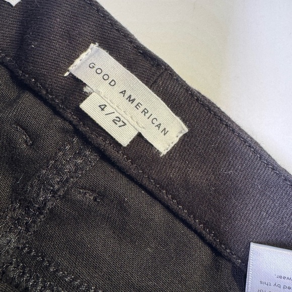 New Black Denim Jean Pants Good American 4 27 28” inseam good curve straight - Picture 4 of 8